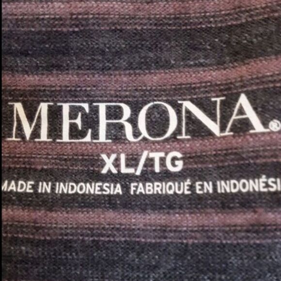 MERONA Tee Shirt Men's Oversized Pullover Skinny Stripes Long Sleeved Cr… - Picture 4 of 12